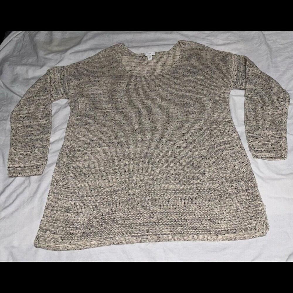 NWOT. J. Jill Womens Sweater Size M Knit Crew Neck 3/4 Sleeve Marled Brown/Tan